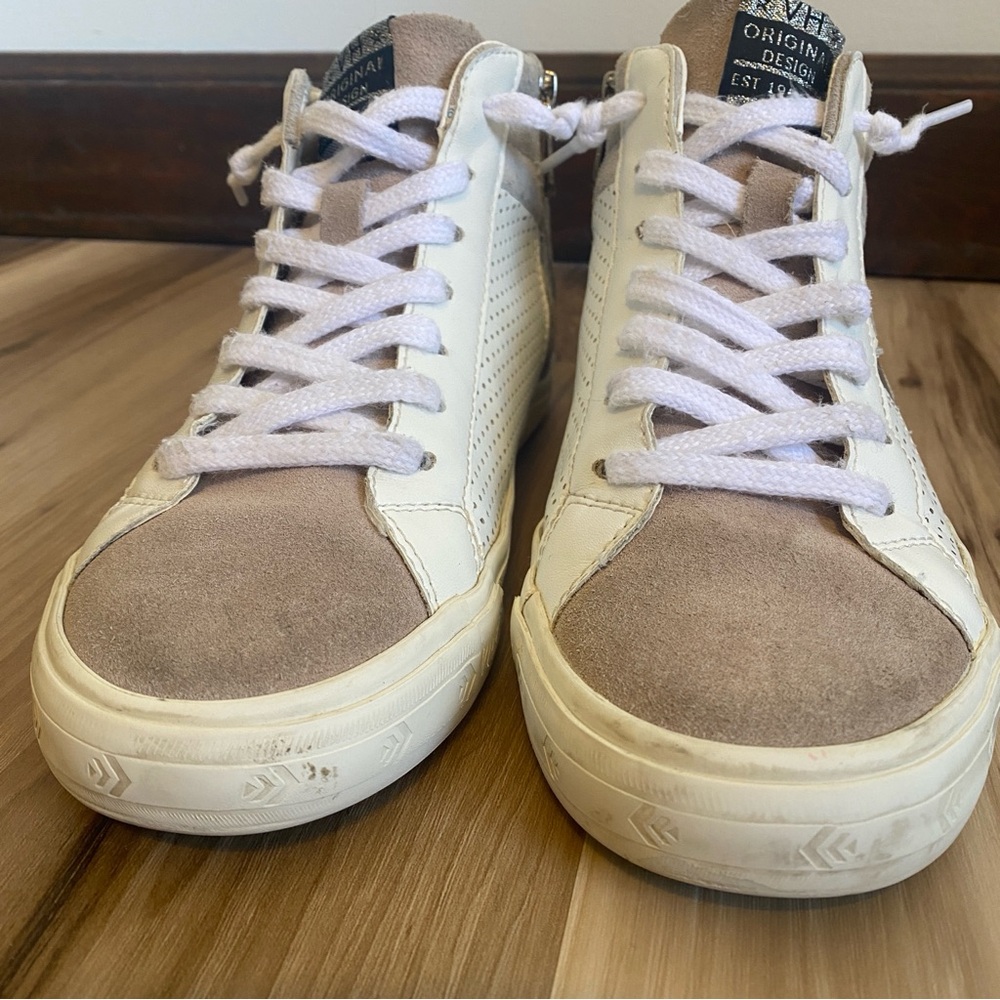 Vintage Havana Womens High Top Star Sneakers White Silver Suede Zip Up Size 8 - Picture 4 of 6